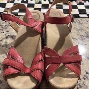 Dansko Cherry Red Wedge Sandals